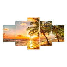 Load image into Gallery viewer, 5-pictures Coconut Tree - Full Drill Diamond Painting - 95x45cm
