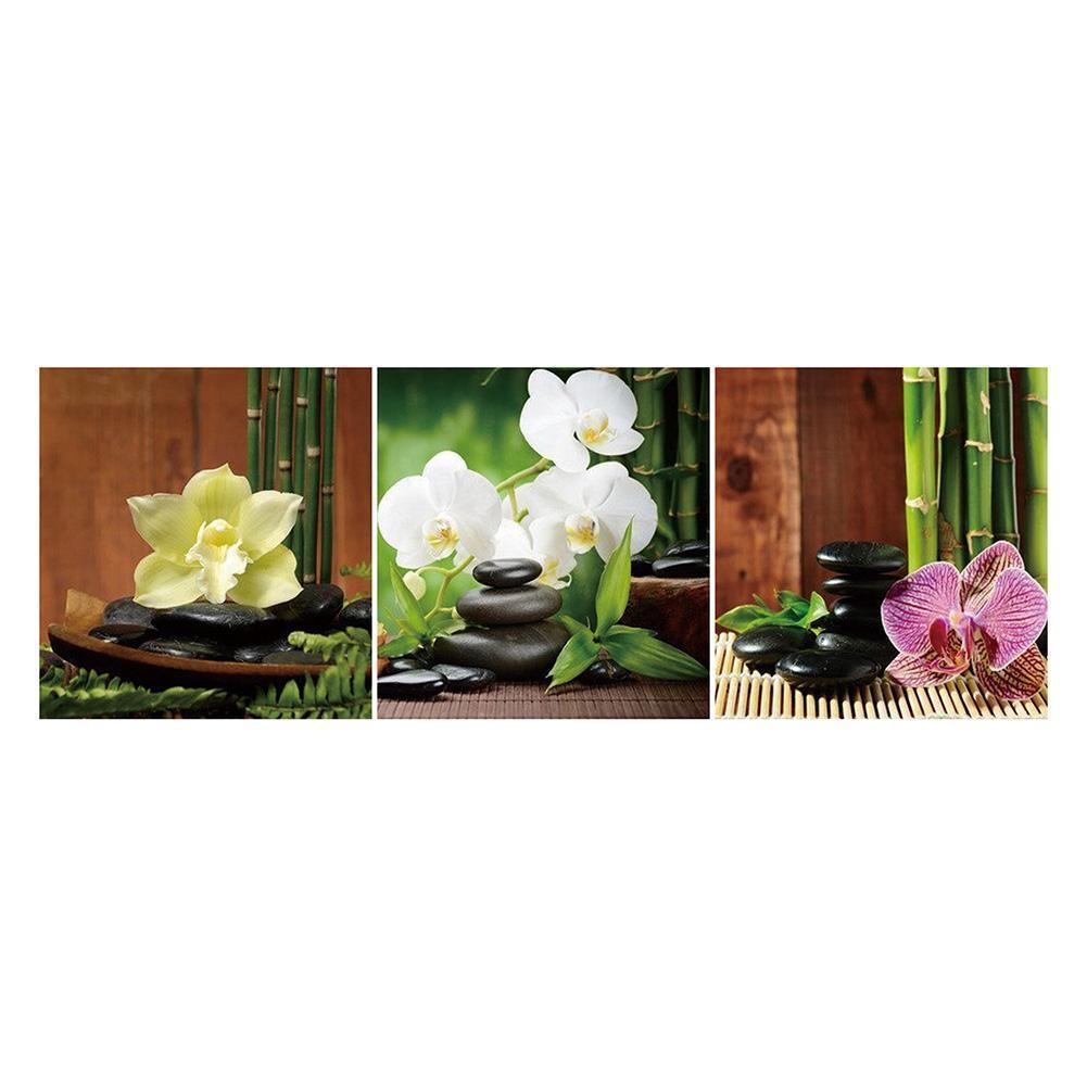 3-pictures Stone Flower - Full Drill Diamond Painting - 80x30cm
