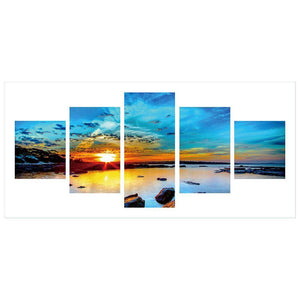 5-pictures Sunset - Full Drill Diamond Painting - 90x45cm