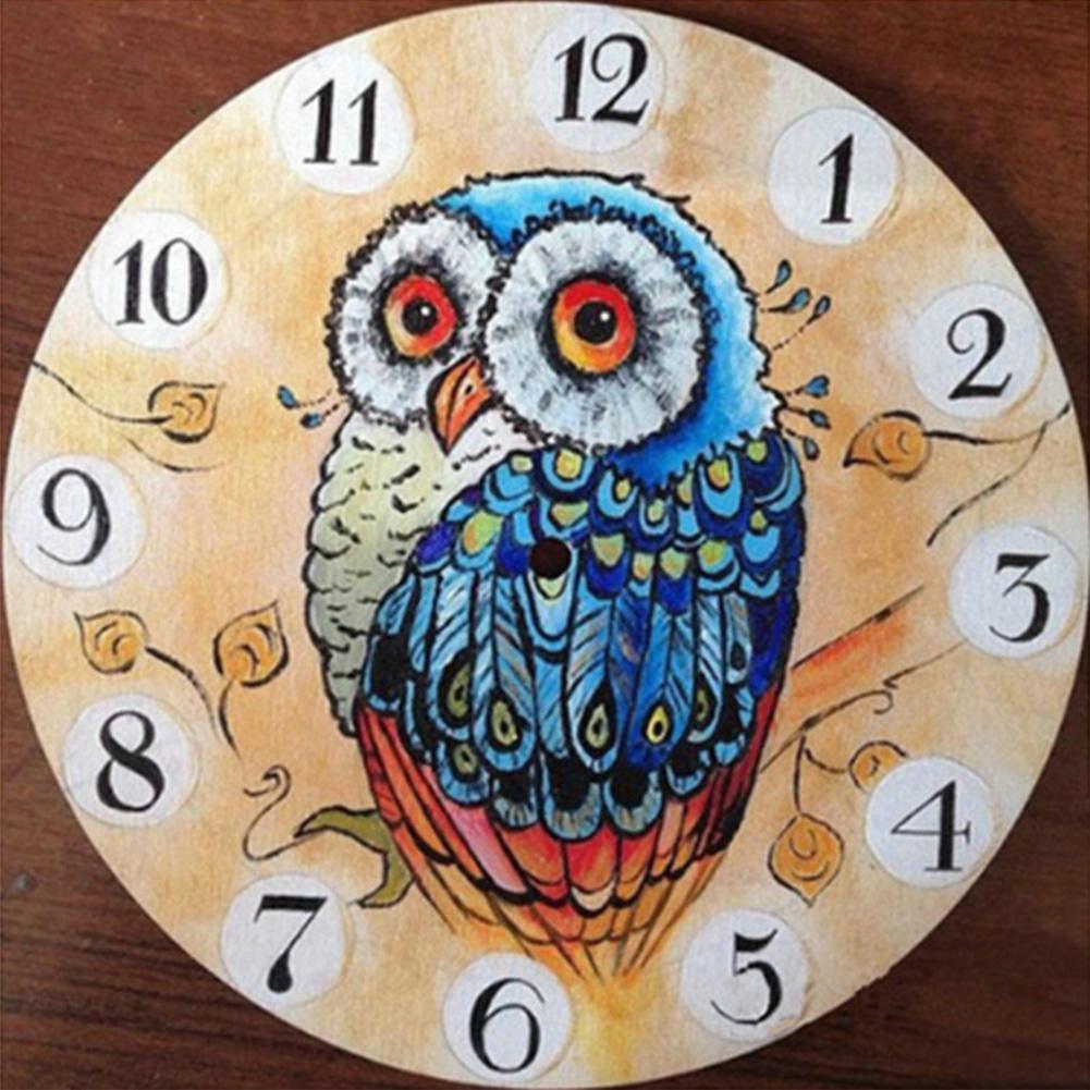 Owl Wall Clock - Full Drill Diamond Painting