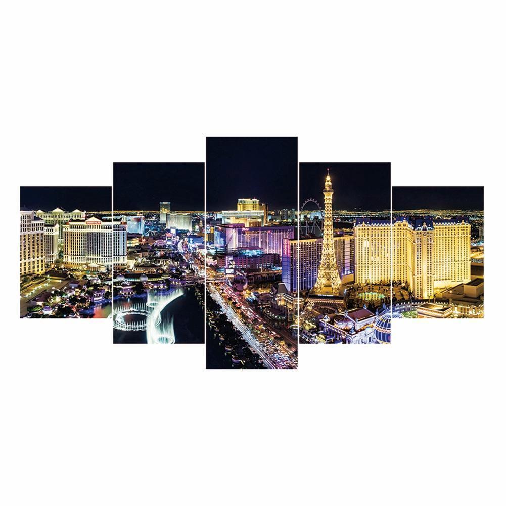 5-pictures City - Full Drill Diamond Painting - 95x45cm