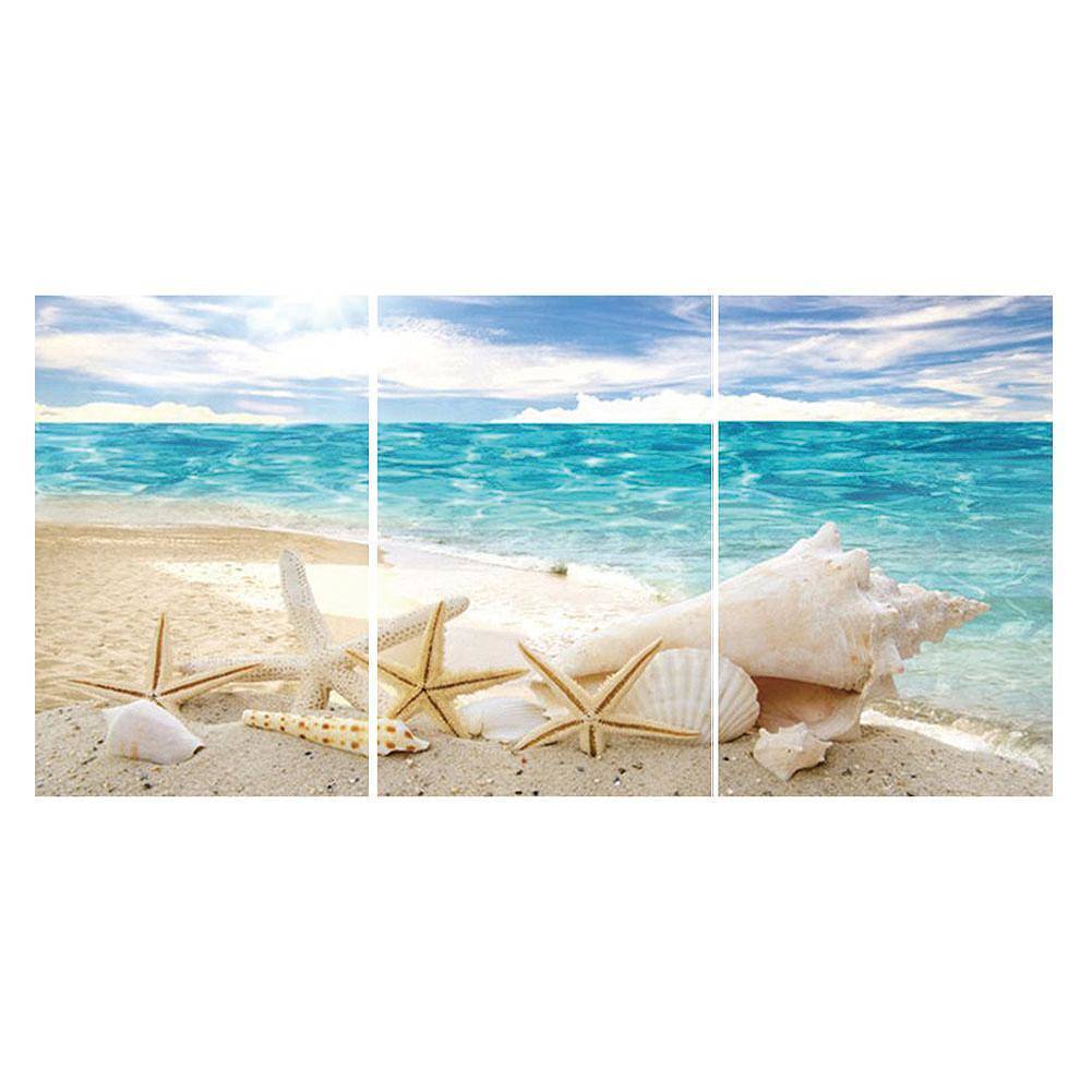 3-pictures Beach Shell - Full Drill Diamond Painting - 80x40cm