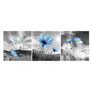 3-pictures Flower - Full Drill Diamond Painting - 80x30cm