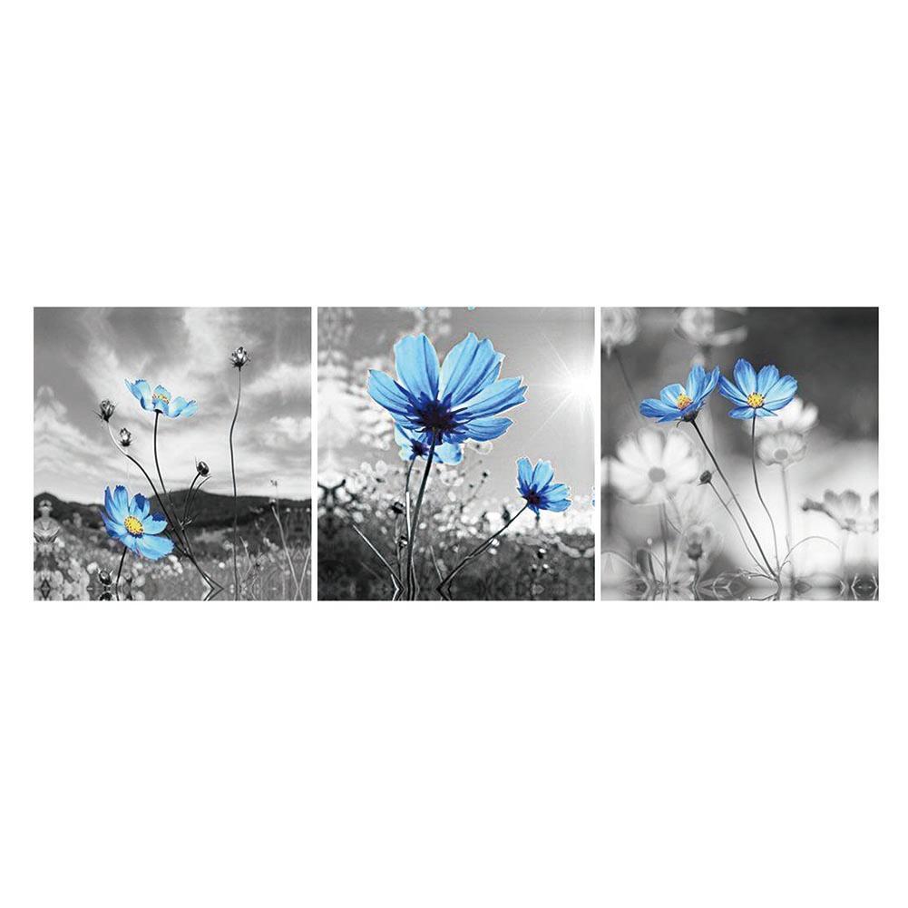 3-pictures Flower - Full Drill Diamond Painting - 80x30cm