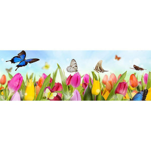 Butterfly Flower - Full Drill Diamond Painting - 80x30cm