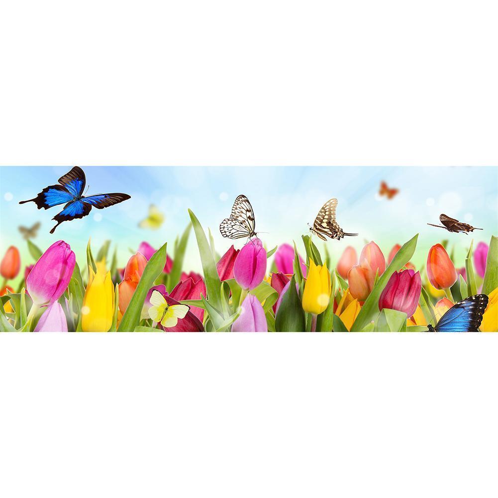 Butterfly Flower - Full Drill Diamond Painting - 80x30cm
