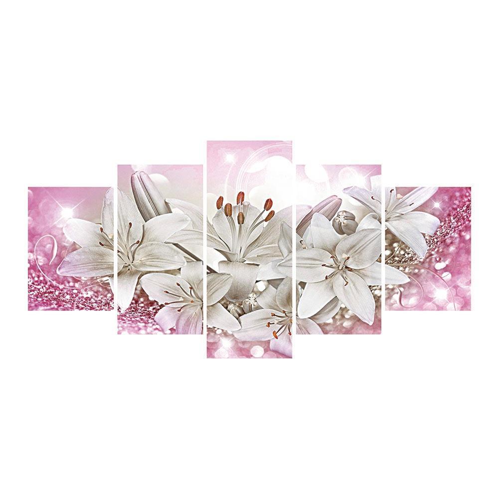 5-pictures Flower - Full Drill Diamond Painting - 95x45cm