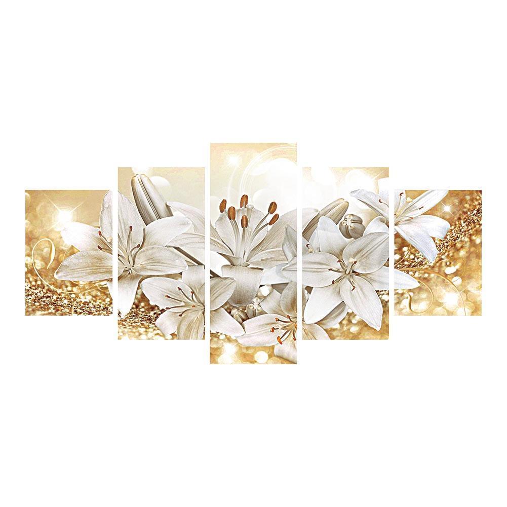 5-pictures Flower - Full Drill Diamond Painting - 95x45cm