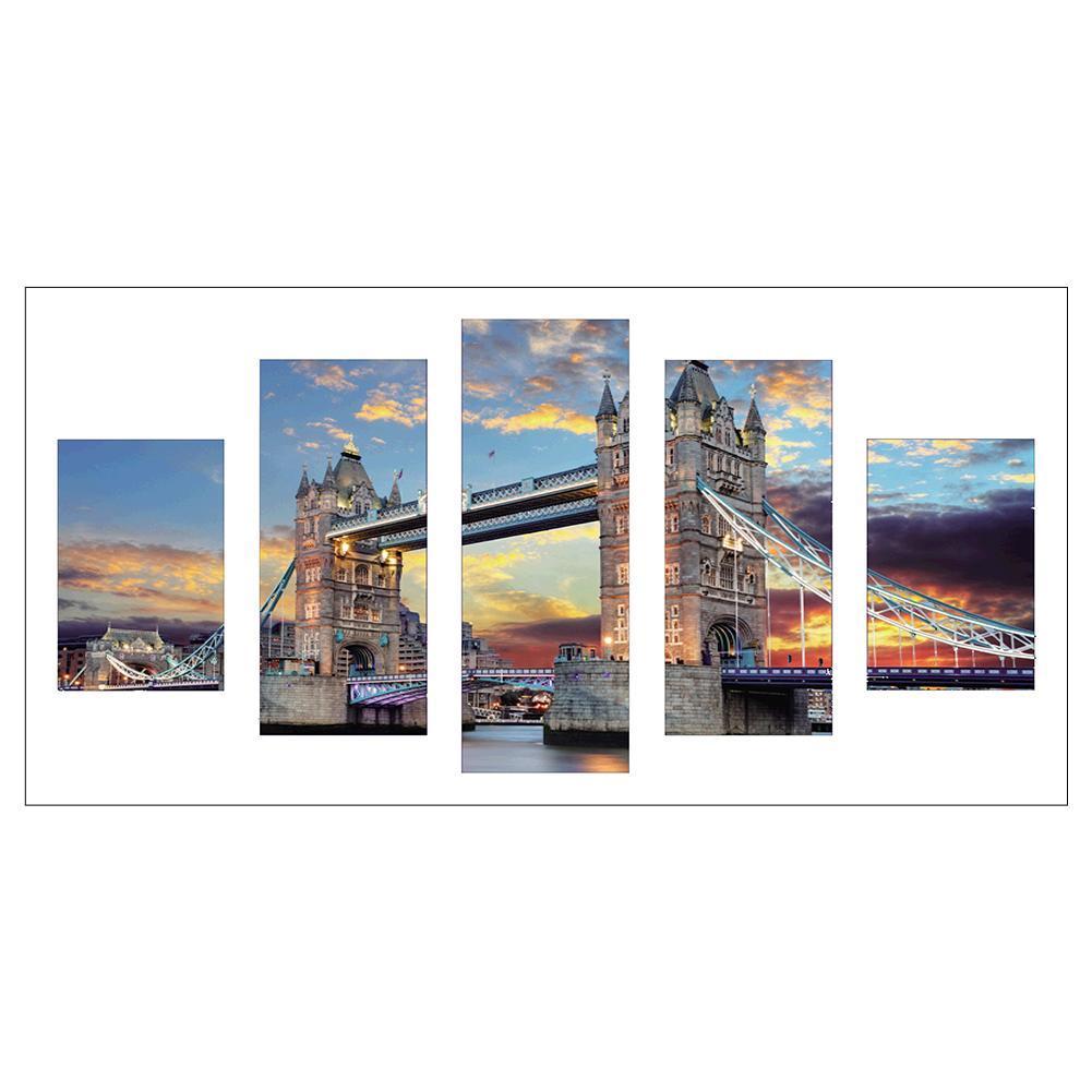 5-pictures Aerial Bridge - Full Drill Diamond Painting - 95x45cm