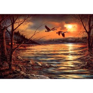 Sunset Bird Lake - Full Drill Diamond Painting