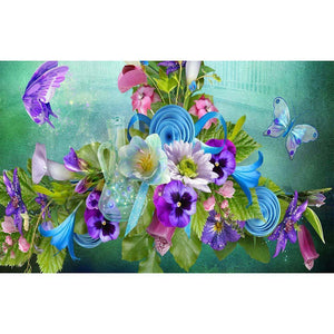 Butterfly Flowers - Full Drill Diamond Painting