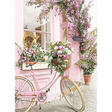 Load image into Gallery viewer, Pink Flower Bicycle - Full Drill Diamond Painting

