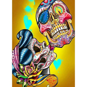 Flowers Skull - Full Drill Diamond Painting