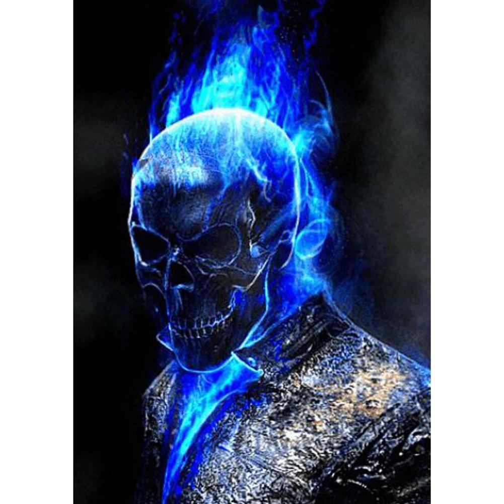 Blue Flame Skull - Full Drill Diamond Painting