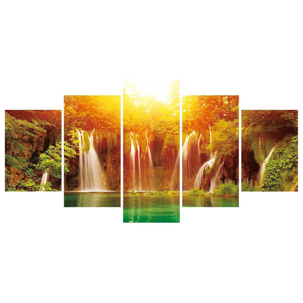 5-pictures Fantasy Waterfall - Full Drill Diamond Painting - 95x45cm
