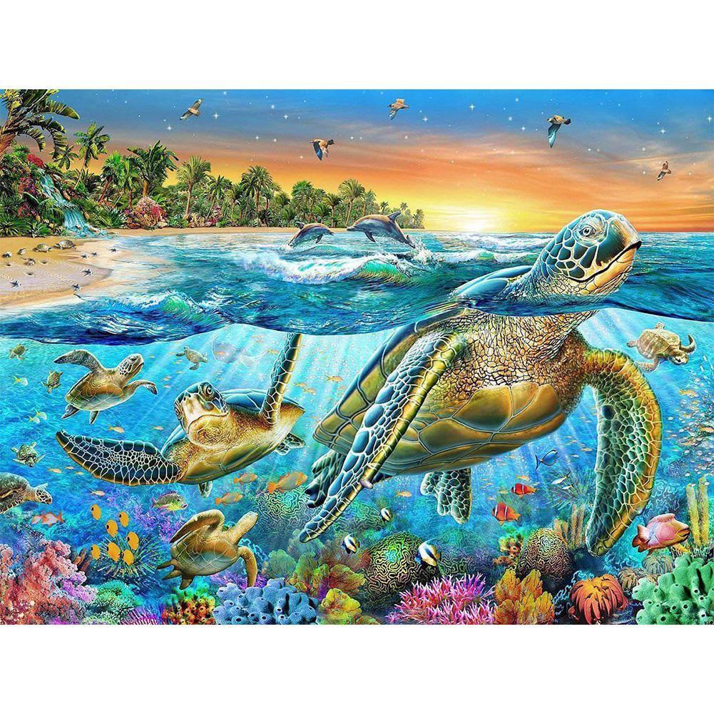 Colorful Sea Turtle - Full Drill Diamond Painting