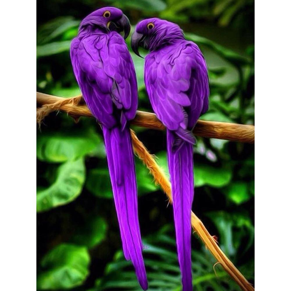 Purple Parrots  - Full Drill Diamond Painting