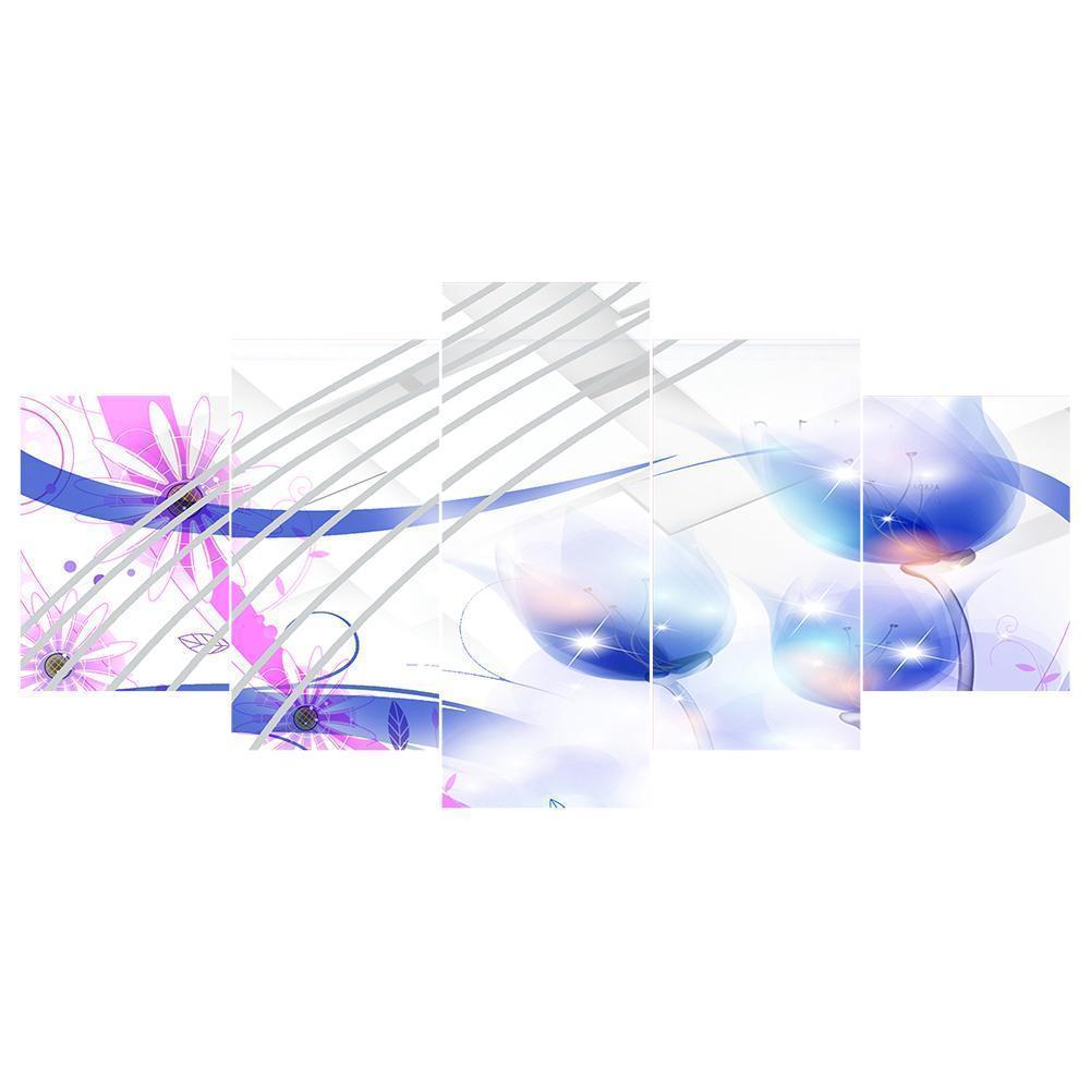 5-pictures Flower - Full Drill Diamond Painting - 95x45cm