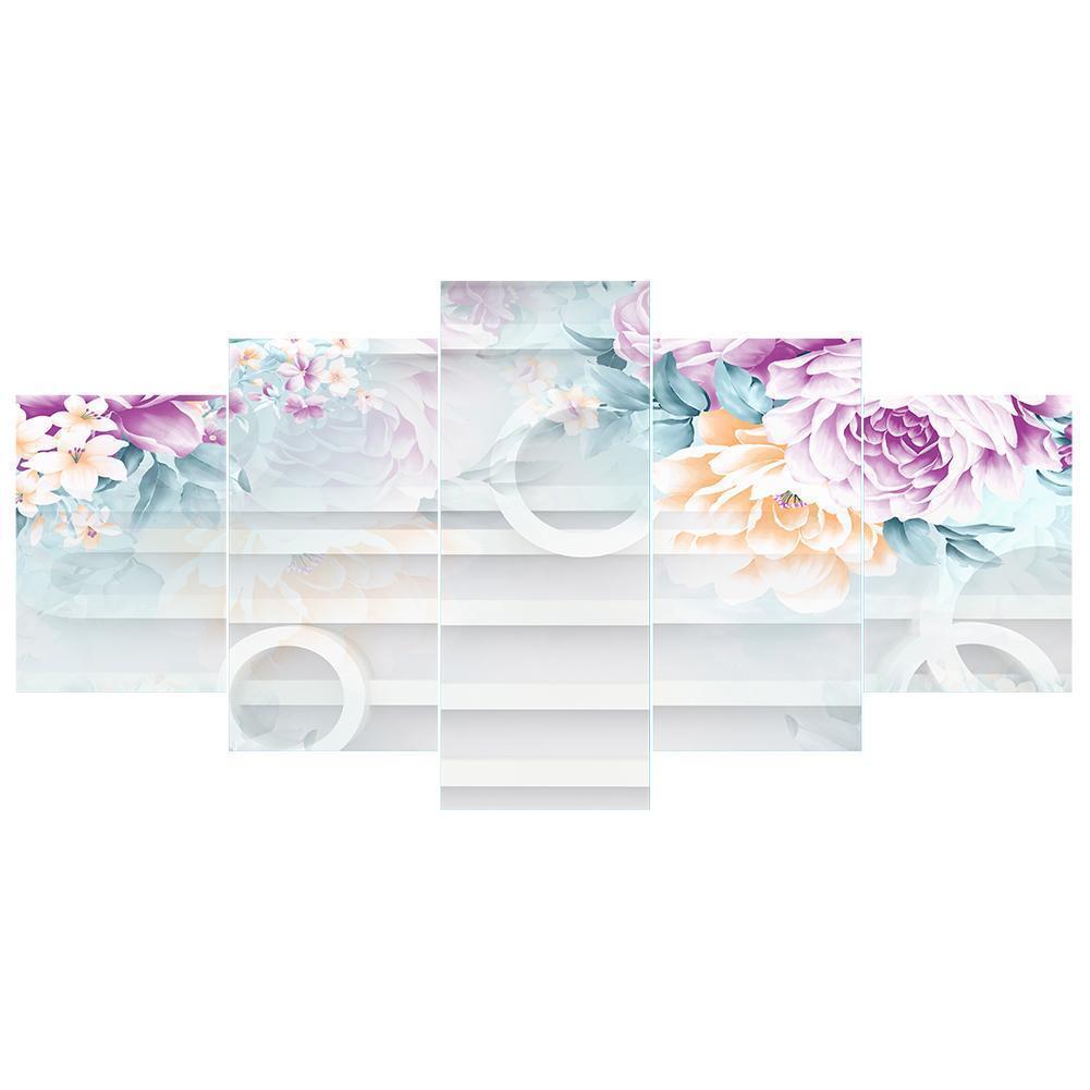 5-pictures Flower - Full Drill Diamond Painting - 95x45cm