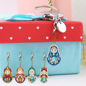 5pcs Matryoshka DIY Keychain