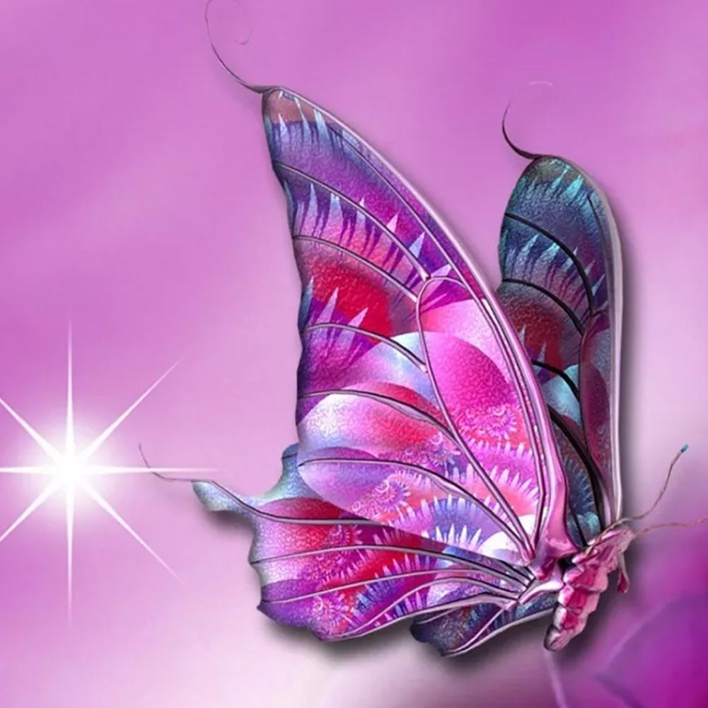 Pink shining butterfly - Full Drill Diamond Painting