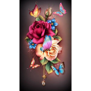 Flower Butterfly - Full Drill Diamond Painting - 30x48cm