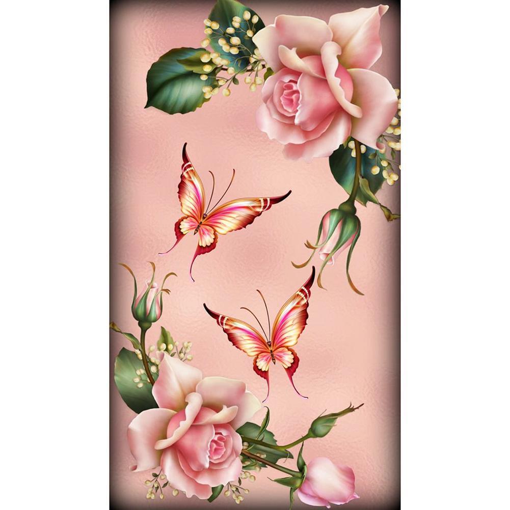 Flower Butterfly - Full Drill Diamond Painting - 30x48cm