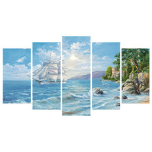 Load image into Gallery viewer, 5-pictures Seaside - Full Drill Diamond Painting - 95x45cm

