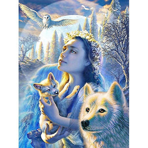 Wolf Beauty Owl - Full Drill Diamond Painting