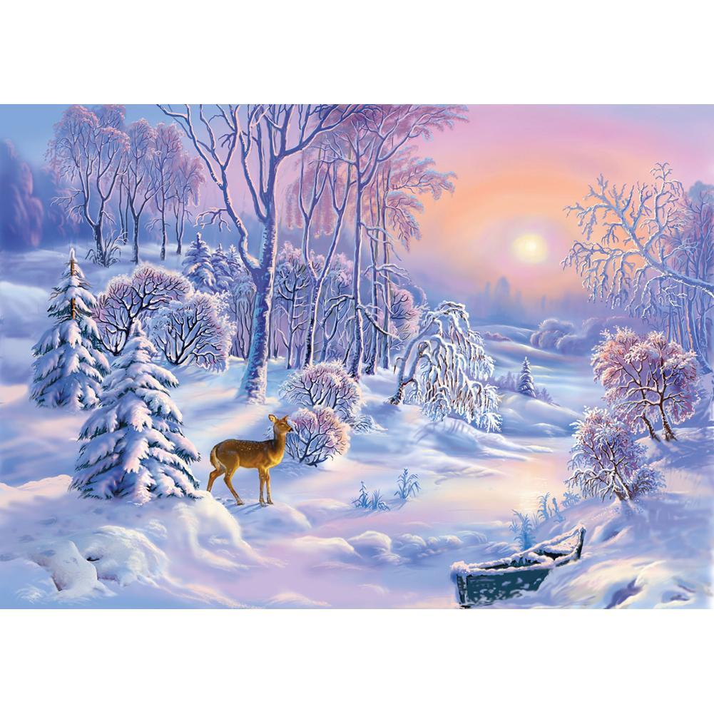 Snow and Deer - Full Drill Diamond Painting