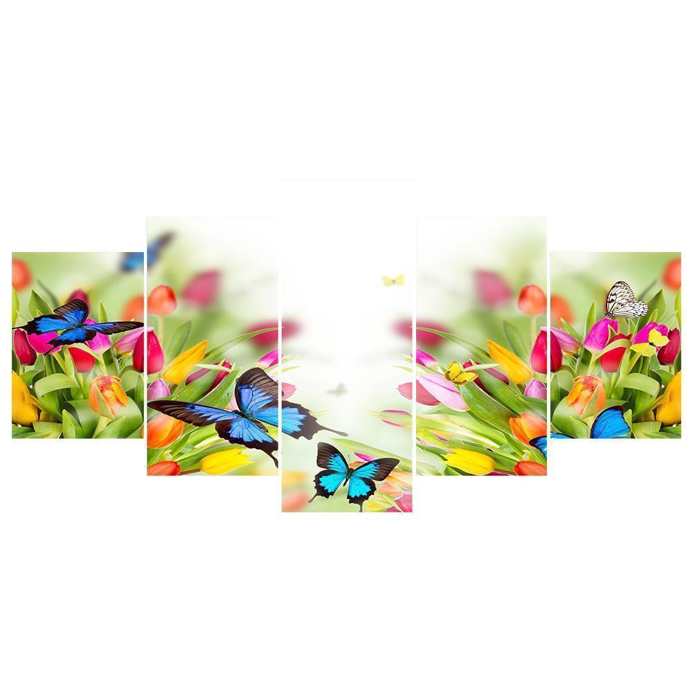 5-pictures Butterfly - Full Drill Diamond Painting - 95x45cm