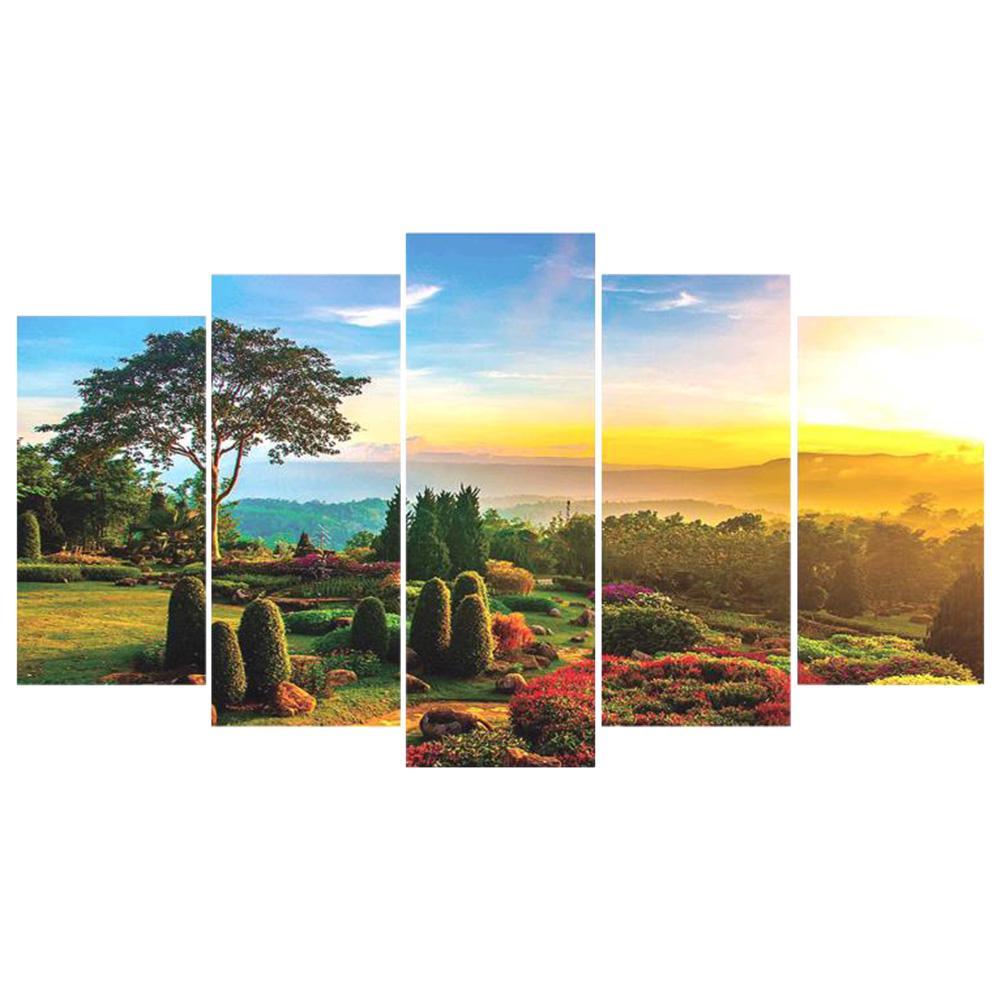 5-pictures Forest - Full Drill Diamond Painting - 95x45cm