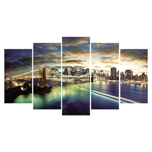 5-pictures City - Full Drill Diamond Painting - 95x45cm