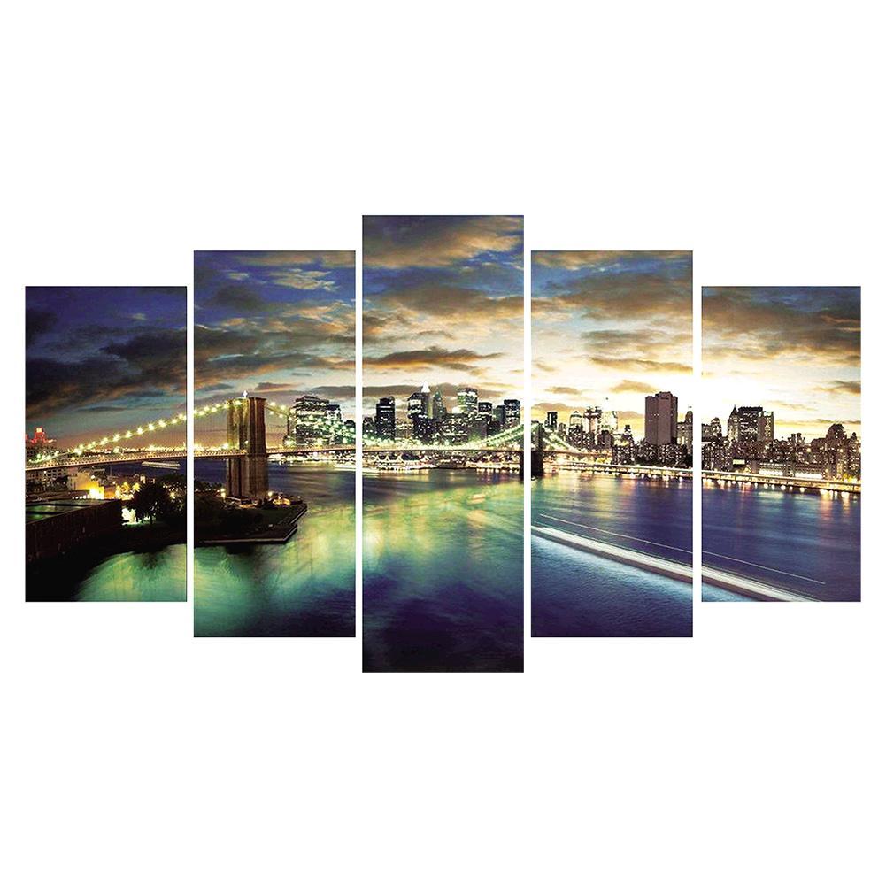 5-pictures City - Full Drill Diamond Painting - 95x45cm