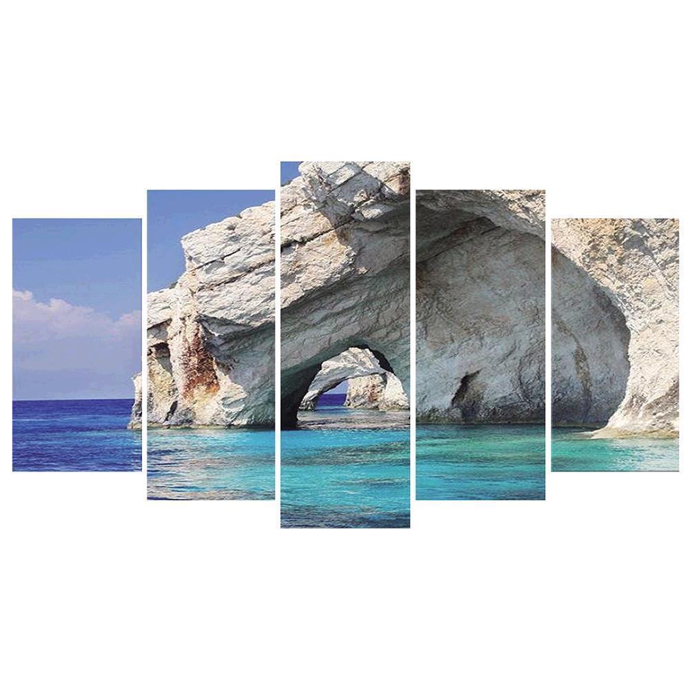 5-pictures Seaside - Full Drill Diamond Painting - 95x45cm