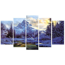 Load image into Gallery viewer, 5-pictures Snow Mountain - Full Drill Diamond Painting - 95x45cm

