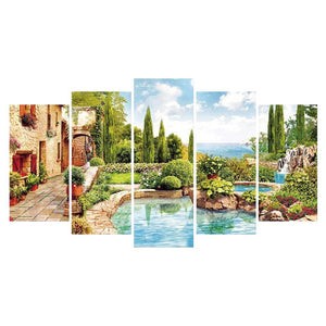 5-pictures Manor - Full Drill Diamond Painting - 95x45cm