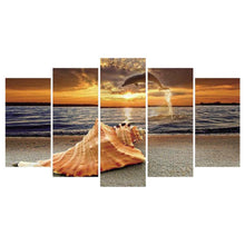 Load image into Gallery viewer, 5-pictures Seaside Sunset - Full Drill Diamond Painting - 95x45cm
