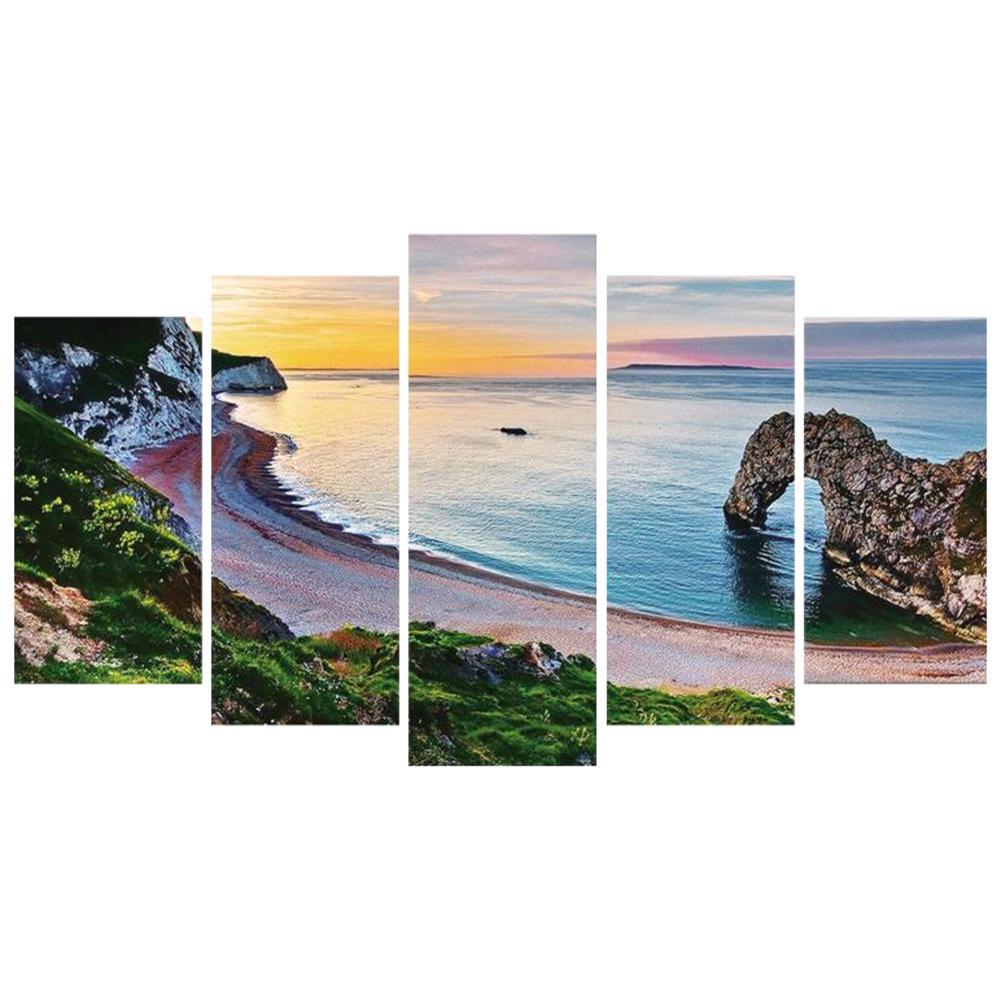 5-pictures Coastal - Full Drill Diamond Painting - 95x45cm