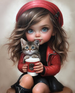 Life of Pets Girl-Full Round/Square Diamond Painting-30x40cm/40x50cm/50x70cm