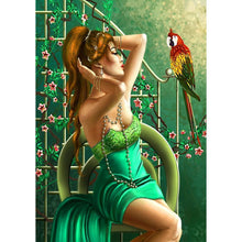 Load image into Gallery viewer, Girl and Parrot - Full Drill Diamond Painting
