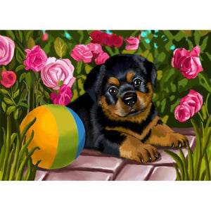Flower Dog - Full Drill Diamond Painting
