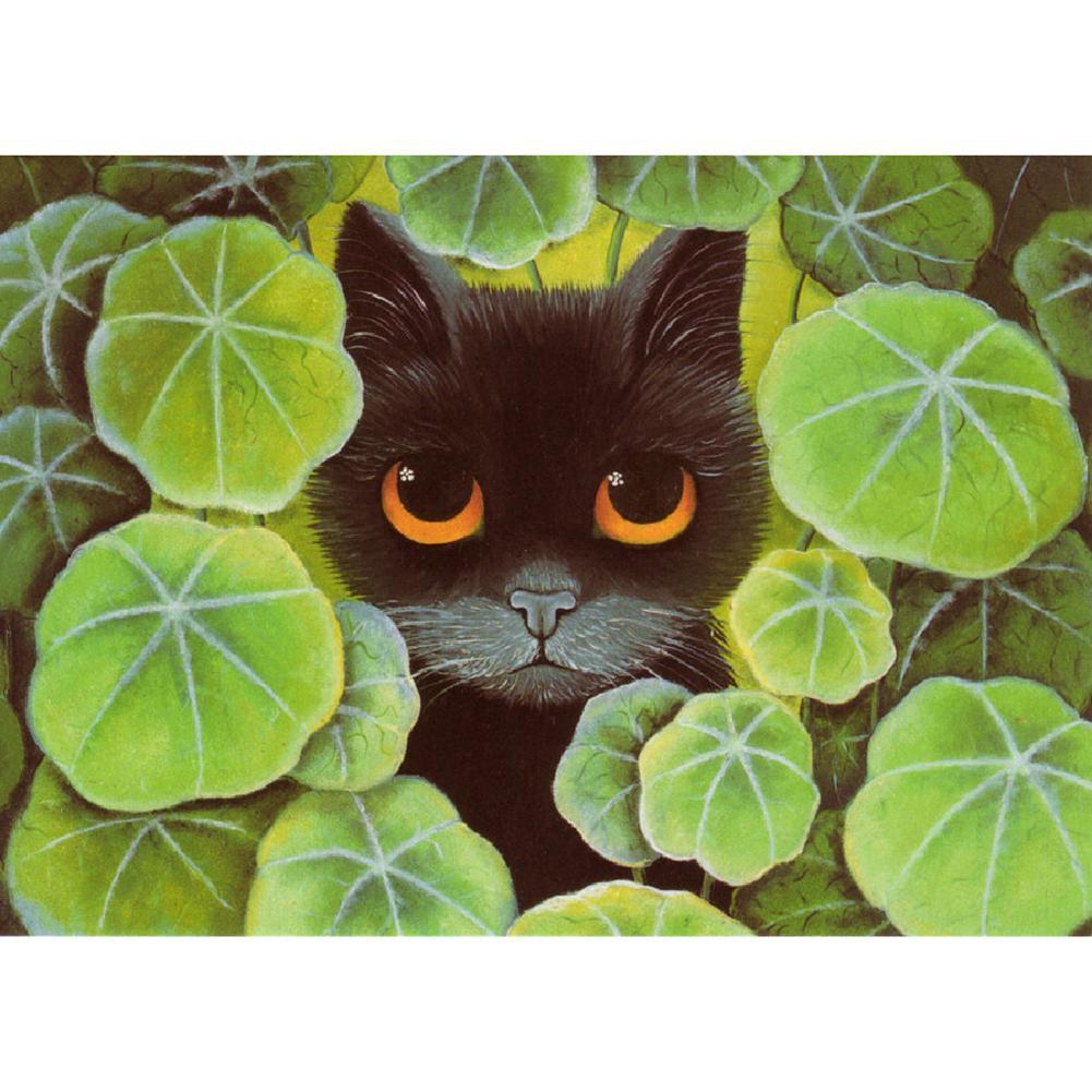Lotus Leaf Cat - Full Drill Diamond Painting