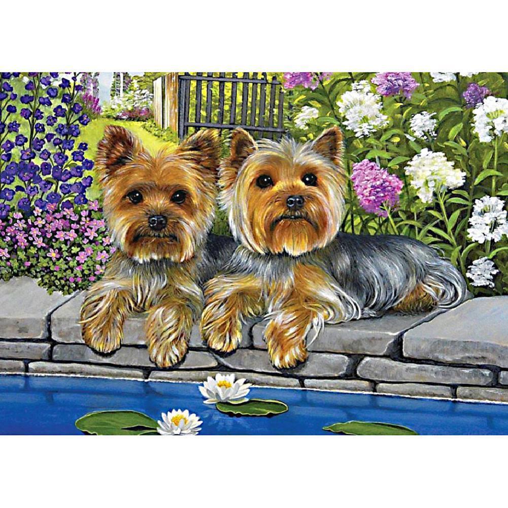 Flower Dogs - Full Drill Diamond Painting