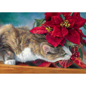 Cat Flower - Full Drill Diamond Painting