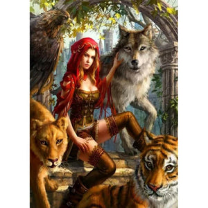 Women and Wolf - Full Drill Diamond Painting