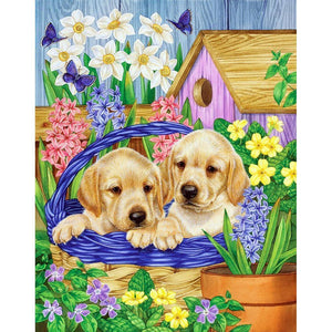 Dogs Basket - Full Drill Diamond Painting