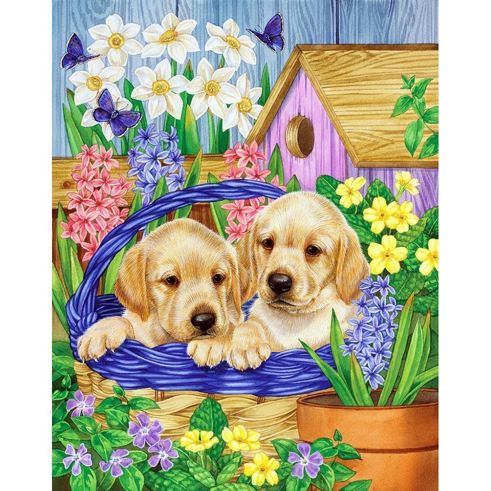Dogs Basket - Full Drill Diamond Painting