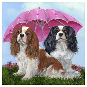 Umbrella Dogs - Full Drill Diamond Painting - 40x40cm