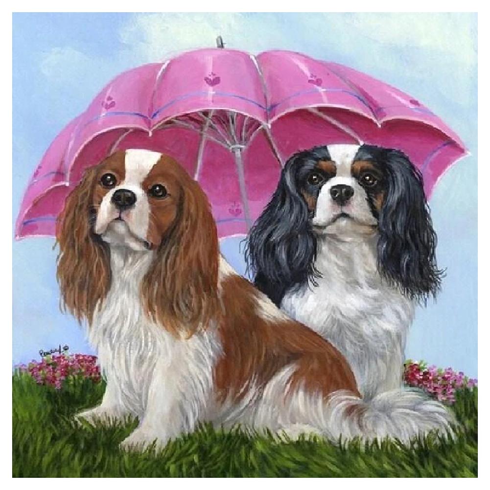 Umbrella Dogs - Full Drill Diamond Painting - 40x40cm